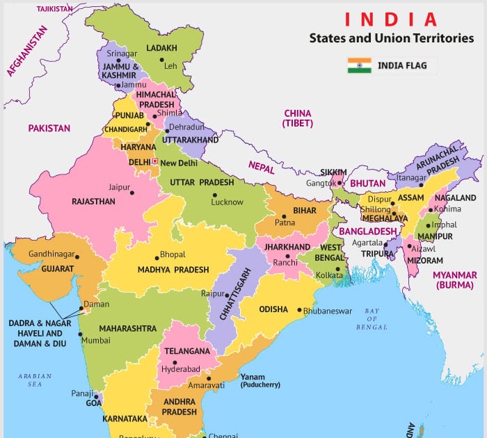 Ladakh And Kerala In India Map