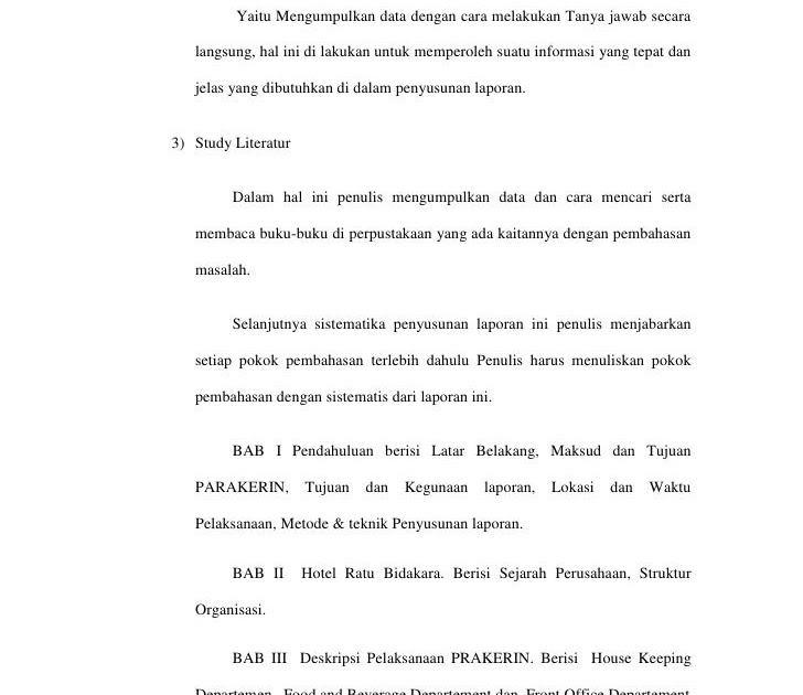 Contoh Laporan On The Job Training Housekeeping