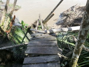 Algumas passarelas foram destruídas com a força da água (Foto: Raimundo Ramos/Arquivo Pessoal)