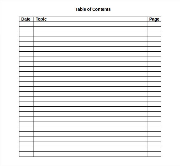 Microsoft Word Index Template PDF Template