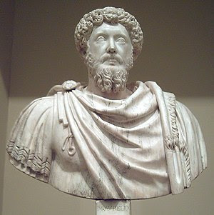 Bust of Roman emperor Marcus Aurelius (121–180...
