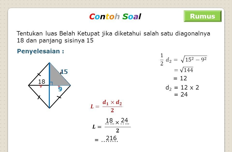 Contoh Soal Cerita Matematika Tentang Layang Layang