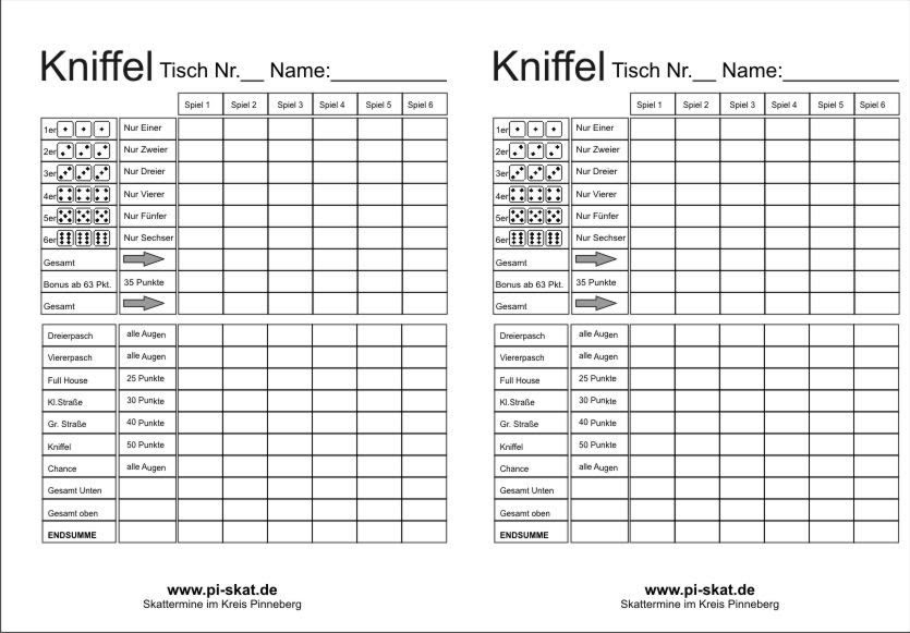 Kniffel Blätter Pdf - Kniffel Spielanleitung Pdf Download Spielregeln