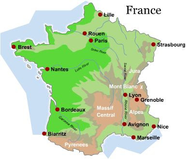 Frankrike Städer Karta | Karta