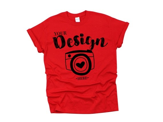 Download Gildan 500 Red Unisex T-Shirt Mockup PSD Gildan Flat | PSD Mockups Ipad