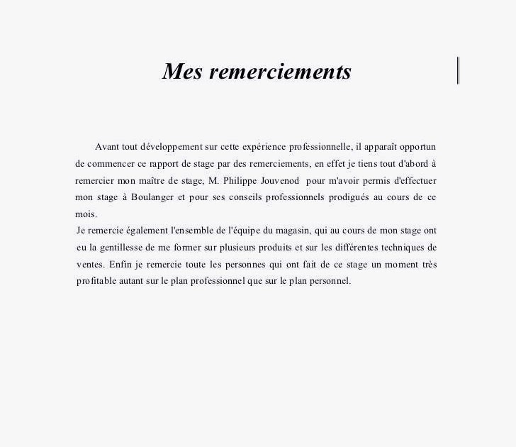 Lettre Remerciement Stage Bac Pro Exemple Lettre De Remerciement