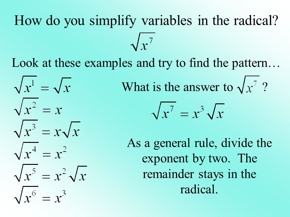 How To Simplify Radicals With Variables