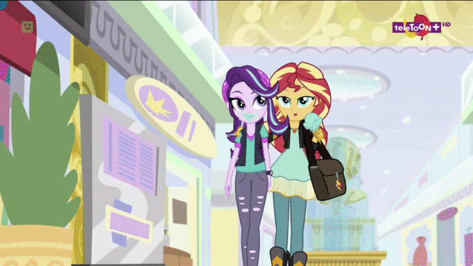 HD teleToON+ Sunset Shimmer Twilight Sparkle Applejack Pinkie Pie Rarity Rainbow Dash cartoon purple pink art graphic design illustration