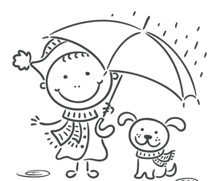 Nouveau Coloriage Enfant sous La Pluie  Haut Coloriage HDImages et