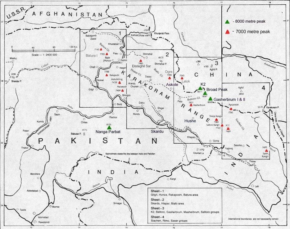Карта горы каракорум