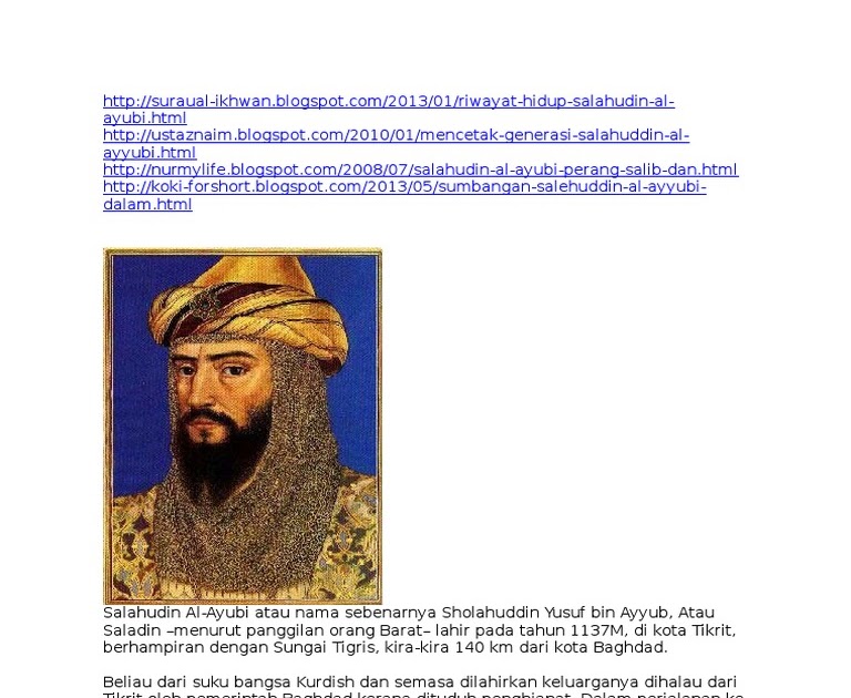 Sifat Peribadi Salahuddin Al Ayubi : Riwayat Hidup Salahuddin Al Ayyubi