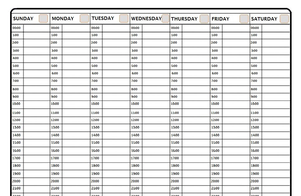 printable weekly calendar with hours calendar templates