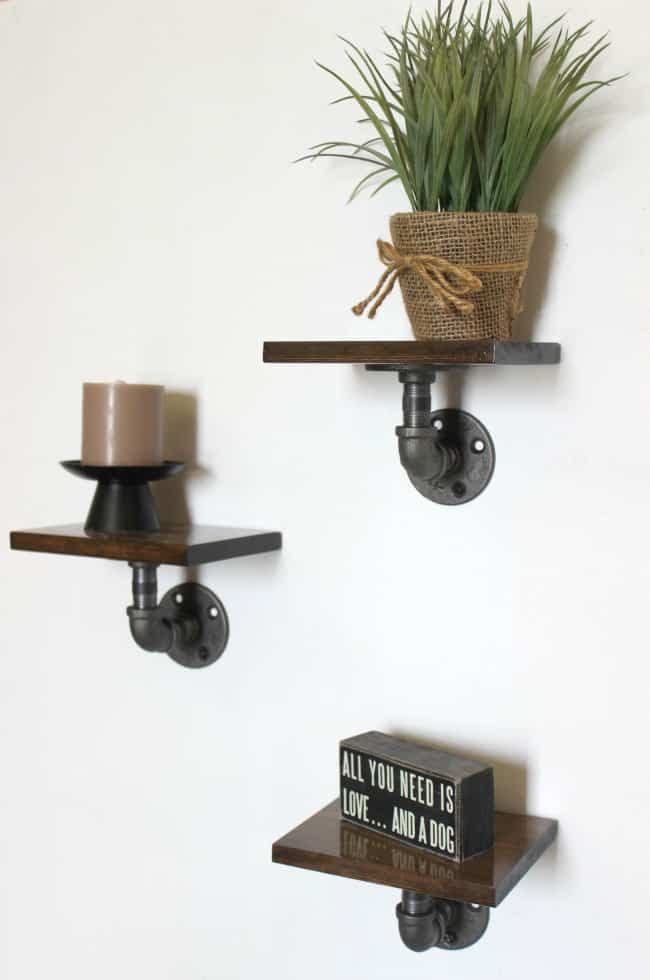 Simple tutorial to make this Industrial Display Shelves for any space in your home!