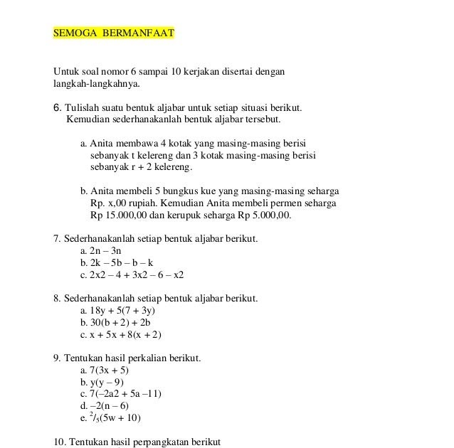 Contoh Soal Sd Menjodohkan