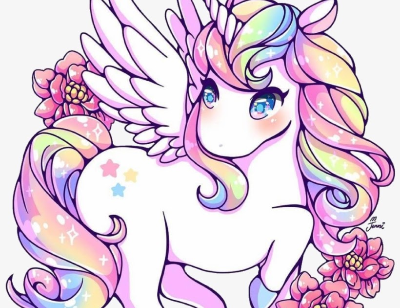 Arcoiris Kawaii Unicornio Png - imagen para colorear