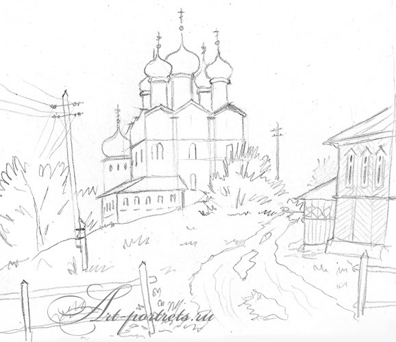 Москва рисунок карандашом легкий