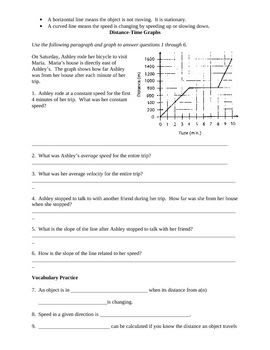 Distance Time Graphs Worksheet - Escolagersonalvesgui