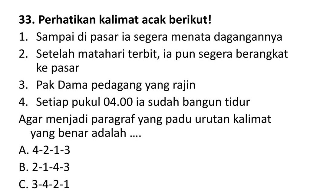 Contoh Soal Kalimat Acak