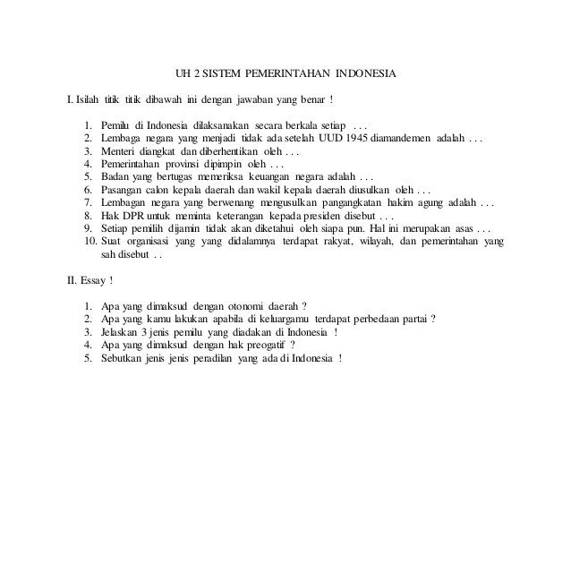 Contoh soal essay pkn sd image