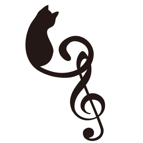 ユニークシルエット 猫 花 イラスト 動物ゾーン