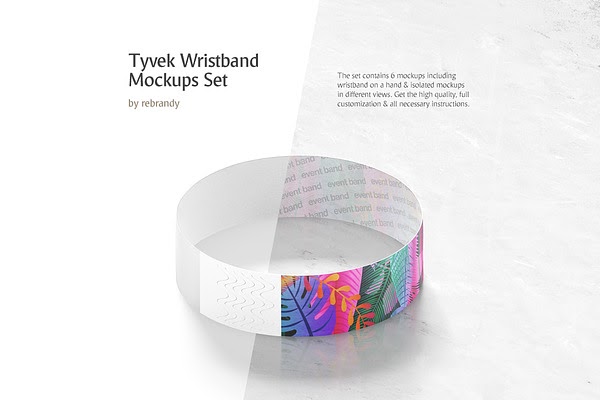 Download Tyvek Wristband Mockups Set PSD Template
