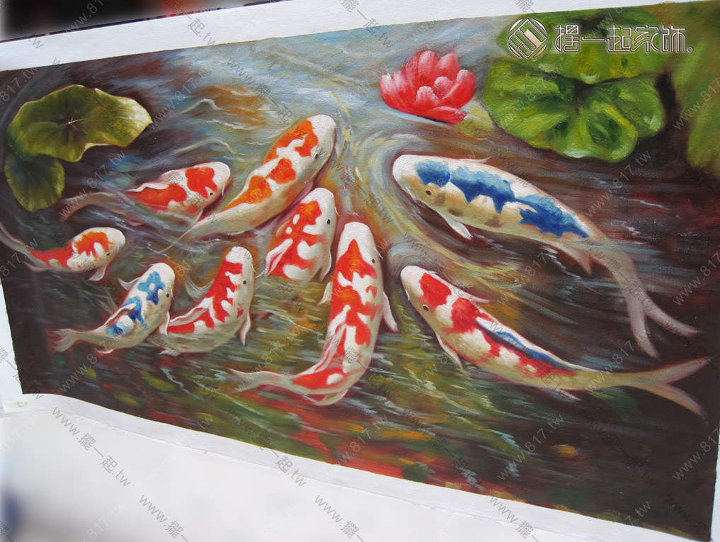 油畫 畫的專家【擺一起家飾】九如魚17 年年有餘 如魚得水 萬事如意 抽象油畫 裝飾品 山水畫品 藝術品 畫飾 無框畫 浮雕立體3D畫