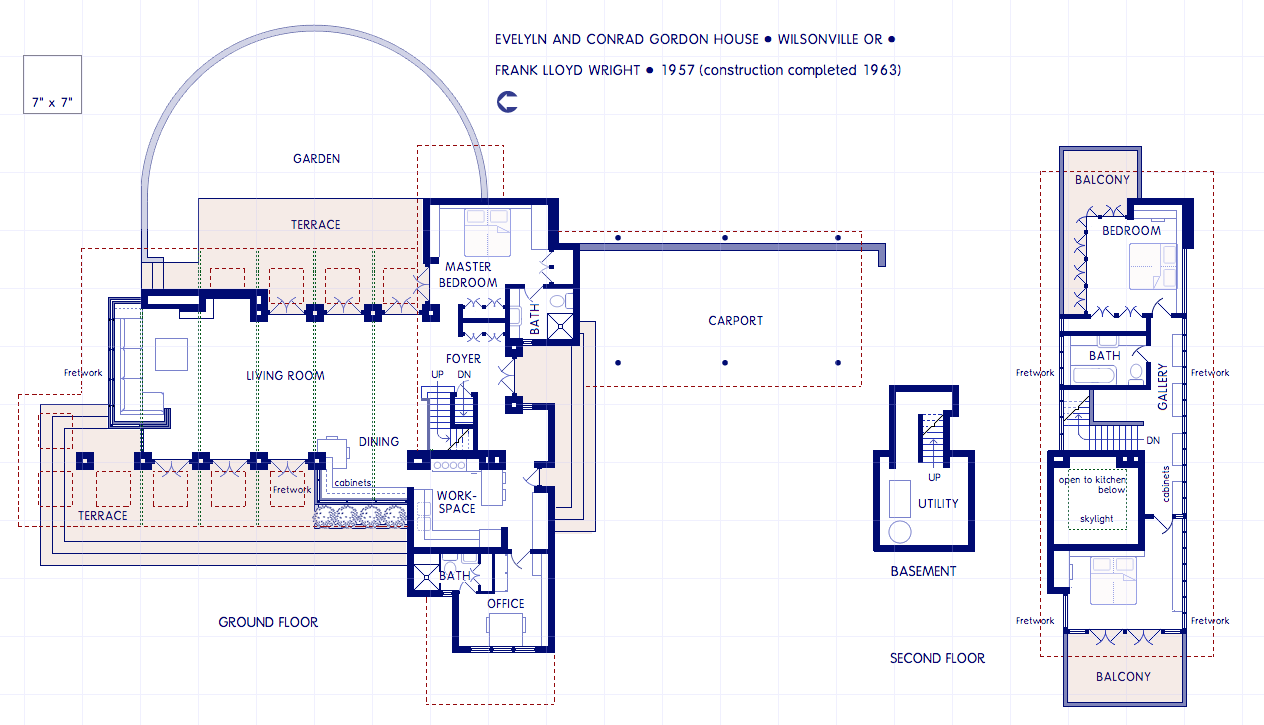 Usonian House Plans Designs The Blue House Design with 3