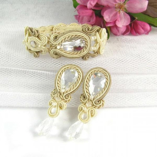 Do ślubu ecru beż soutache Do ślubu ecru beż soutache