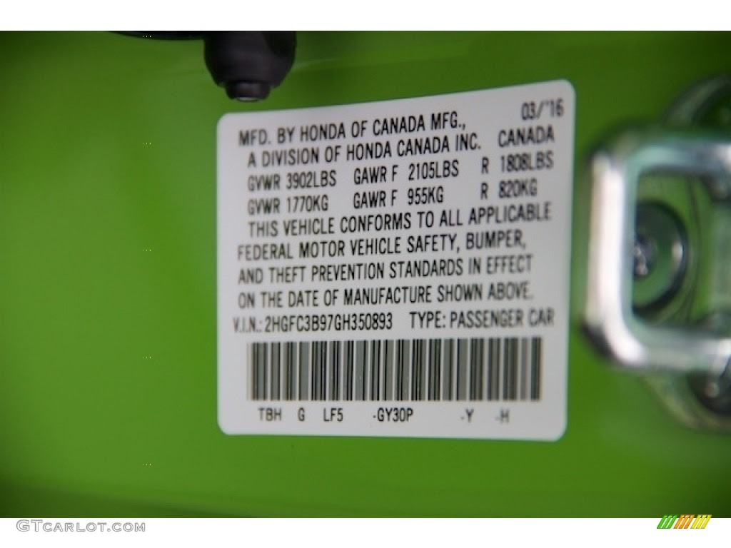 Honda Civic Paint Code Location Honda Civic