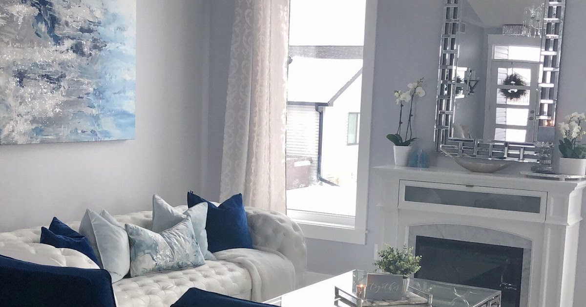 blue and silver decoration living room