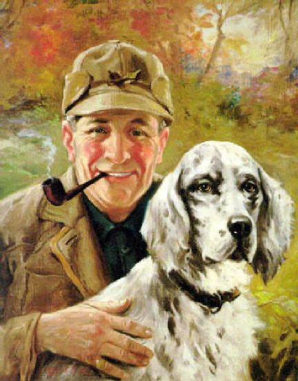Smiling Hunter And Dog