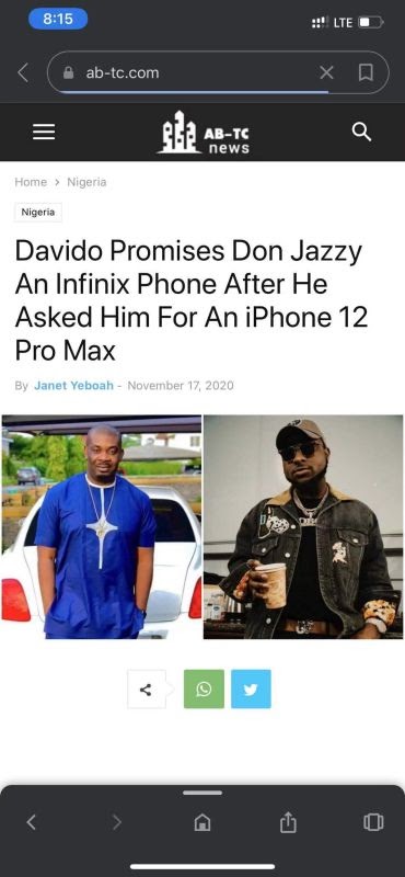 Don Jazzy Accepts Infinix Note 8 From Davido Over Iphone 12 Pro Max