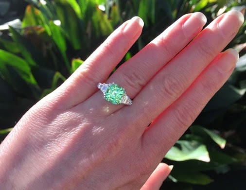 Jewel of the Week: 1st Year Wedding Anniversary Gift Asscher Mint Garnet! #jotw, #anniversary