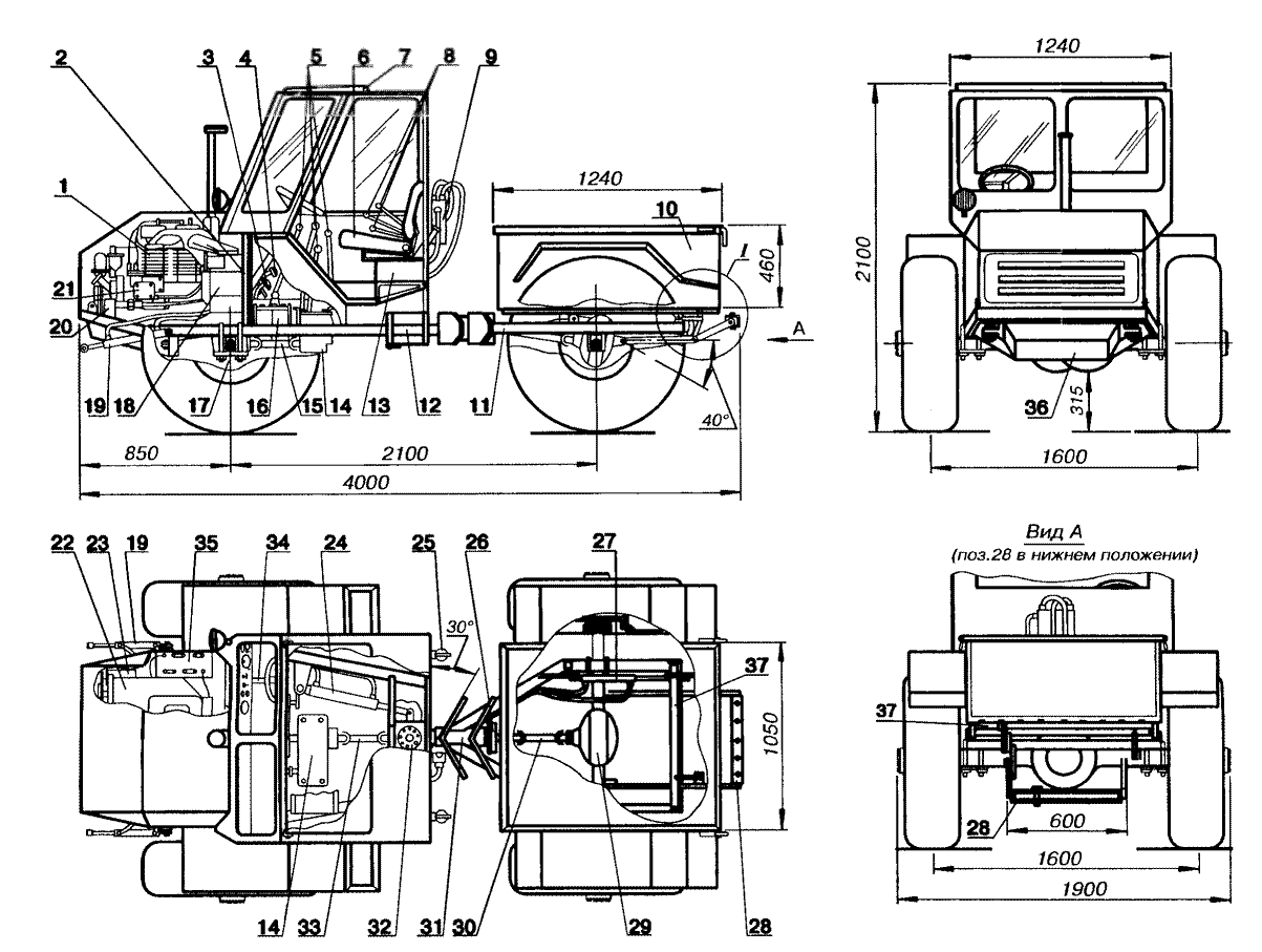 Трактор переломка 4х4 самоделка чертежи и размеры