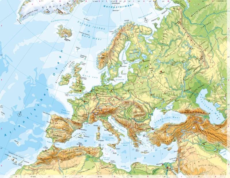 Europa Topographie Karte | Landkarte