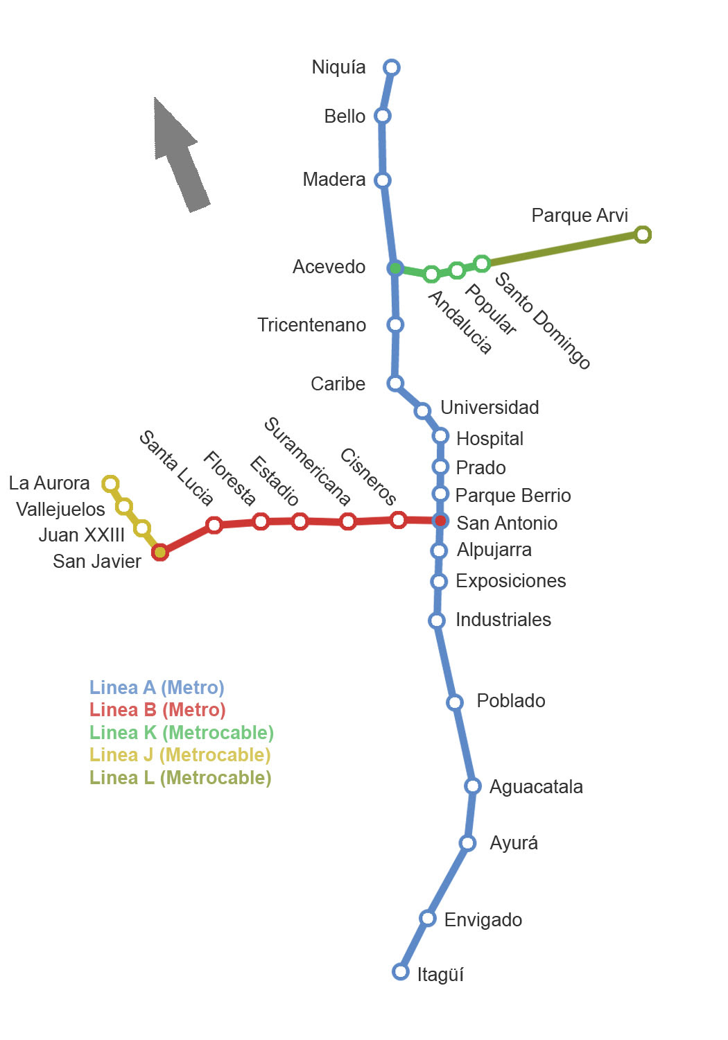Medellin Metro Map | World Map Gray