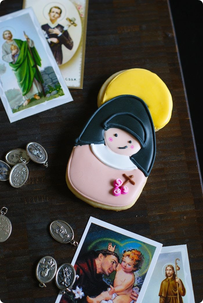 all saints day cookies, st. therese, the little flower...post features 5 saint cookie designs