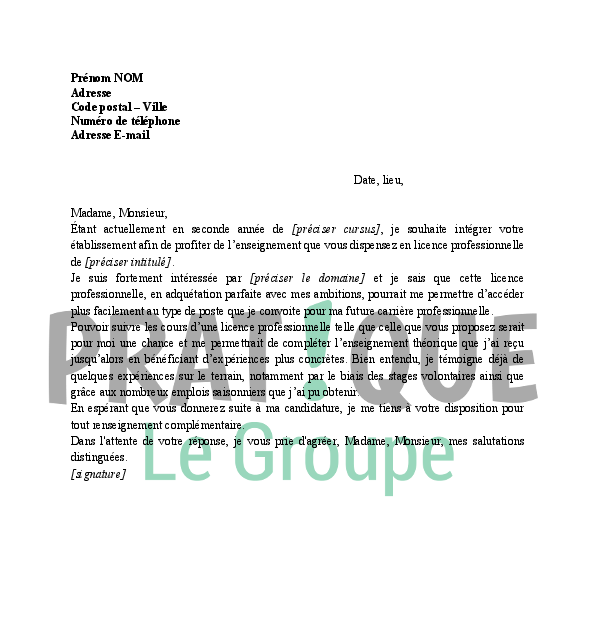 Lettre De Motivation Pour Licence Pro Métiers Du Notariat