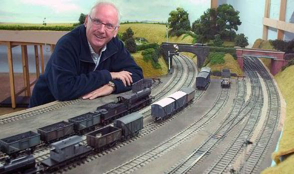 Pete Waterman with his beloved train set