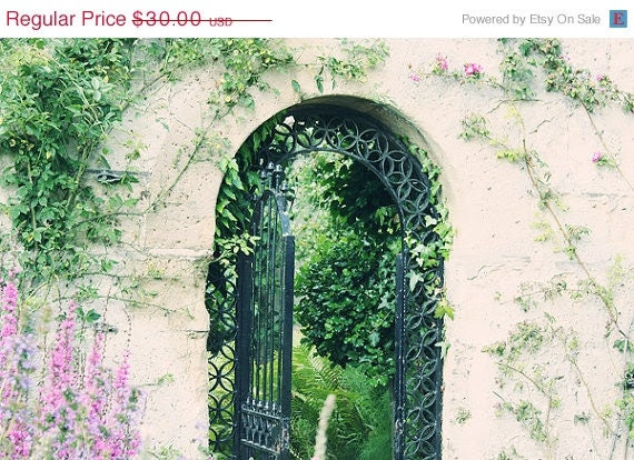 SPRING SALE Iron Gate in Botanic Garden 8x10 Photography Print, Nature, Green Plant, Dreamy Whimsical Print, Nursery Decor, Wall Art, Home