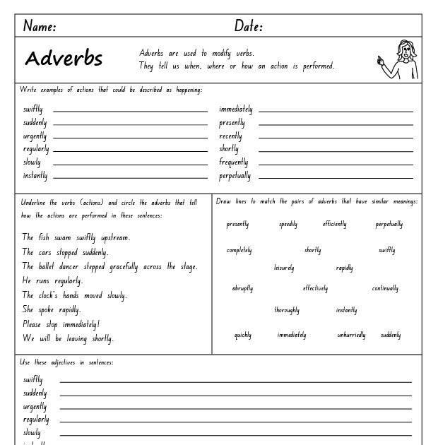 Adverb Of Time Worksheet For Class 4