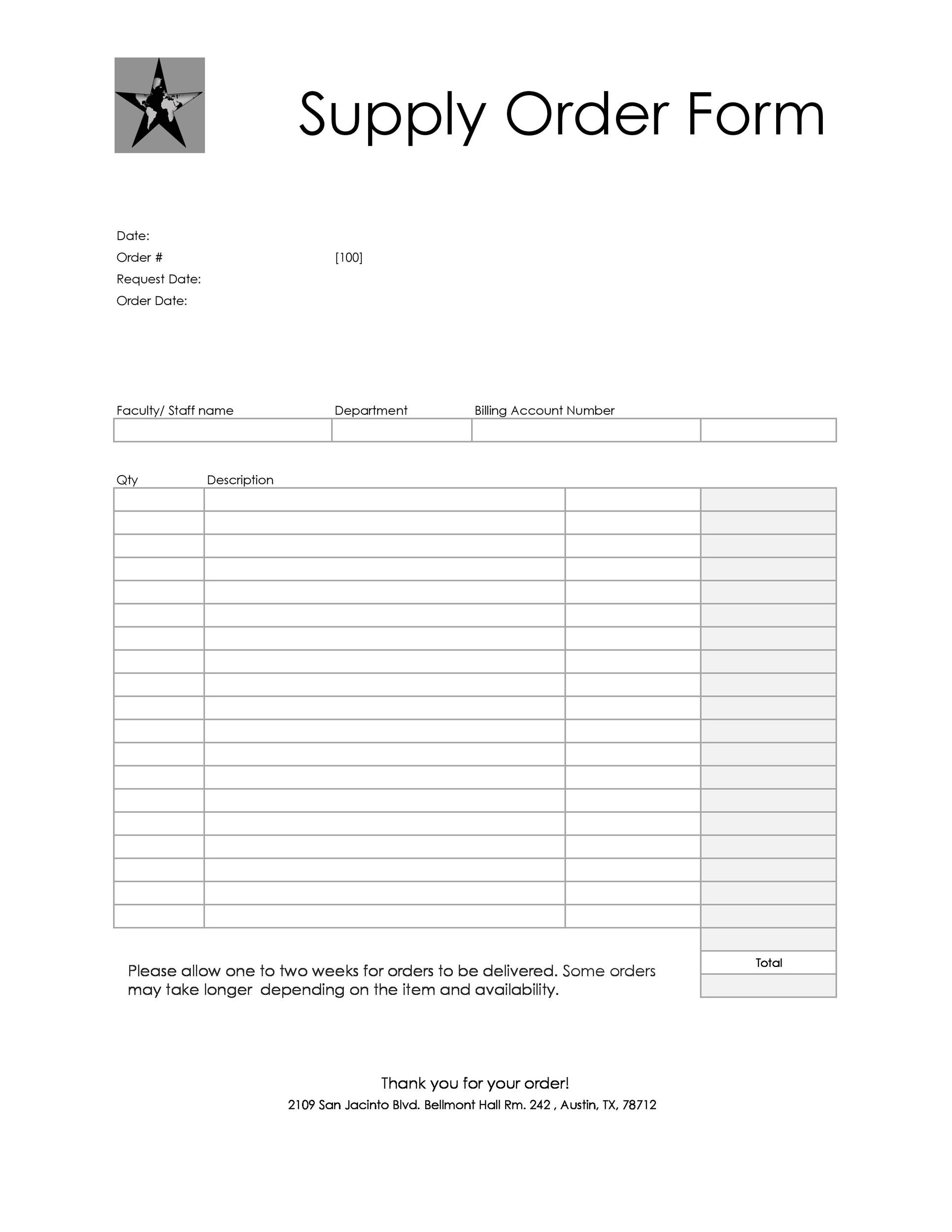 Sample, Example & Format Templates: 40 Order Form Templates [work order