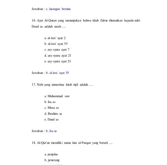 Soal Essay Tentang Iman Kepada Kitab Allah Beserta
