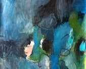 The aquarium hall - Original abstract oil painting on canvas, 20x20 - CristinaBStudio