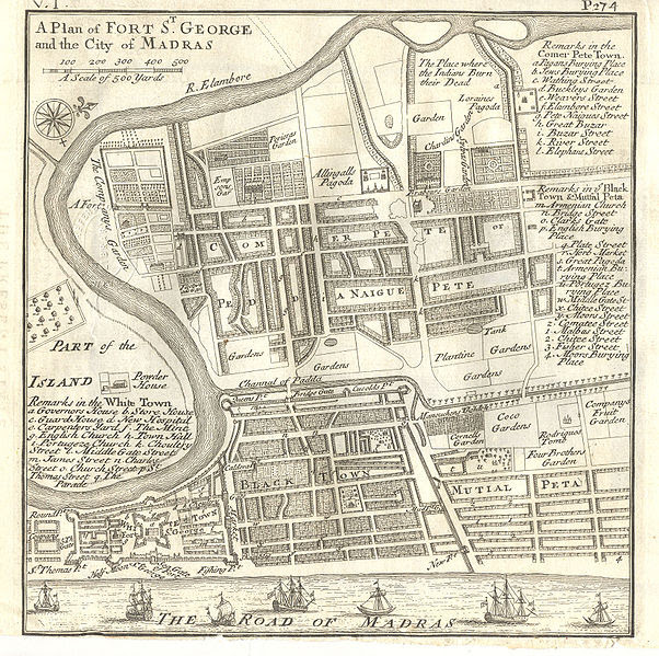 File:Plan of Fort St George and the City of Madras 1726.jpg