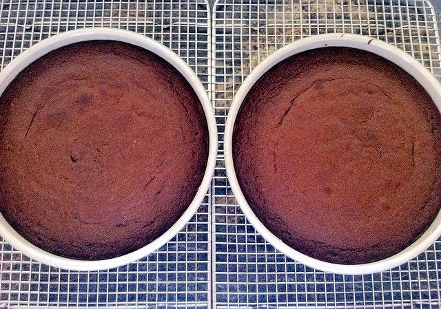 Cakes Baked and Cooling in Pans
