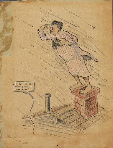 Caricature of Carl Leavitt Hubbs when illness prevented him from taking the whale census