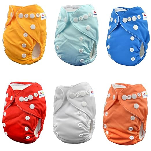 Alva Baby Pocket Newborn for Less Than 12pounds Baby Snaps Cloth Diaper Nappy 6pcs + 12 Inserts 6SVB03