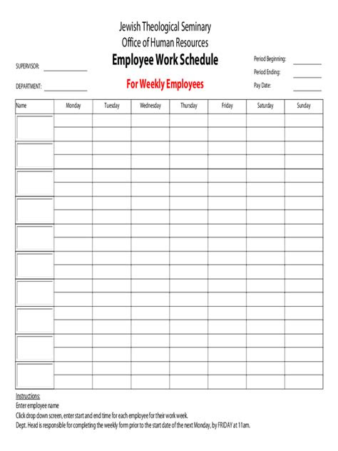 Weekly Employee Schedule Template Pdf - PDF Template
