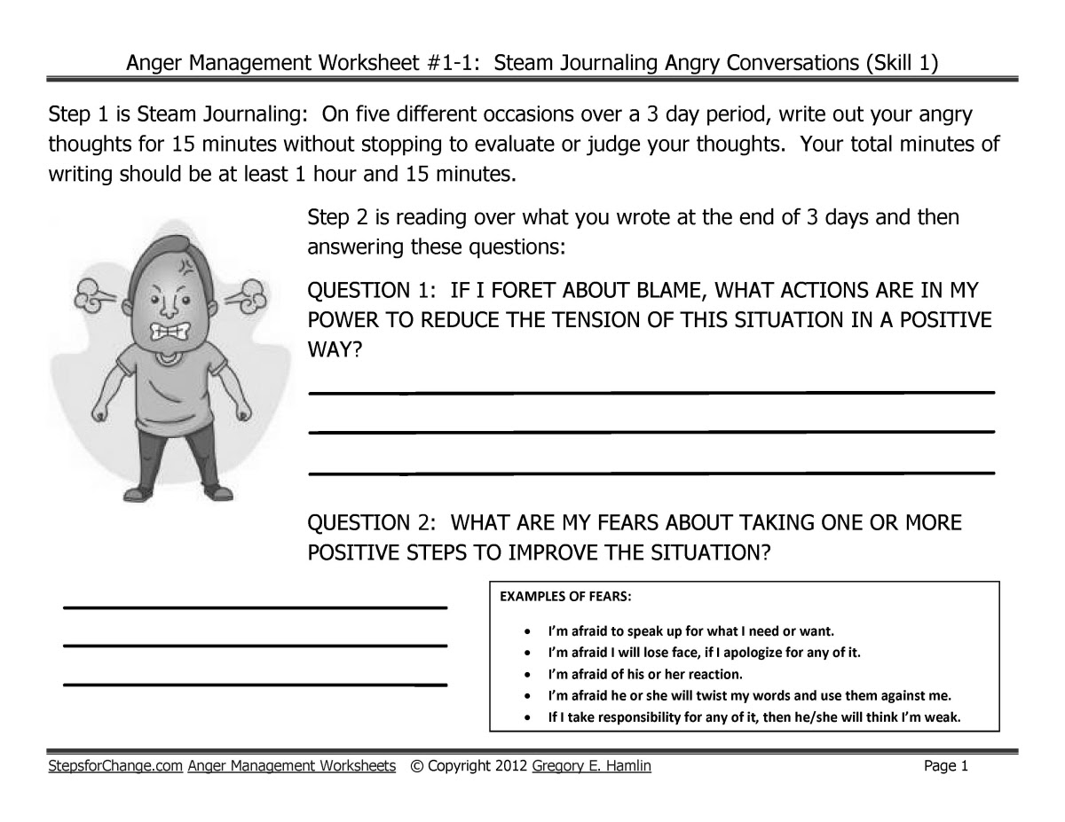 Free Printable Anger Worksheets - High Resolution Printable Throughout Anger Management Worksheet For Teens